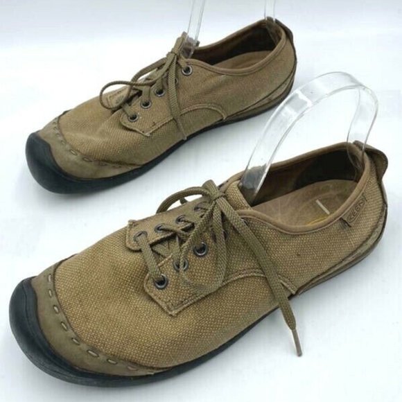 Keen 10 Brown Shitake Tan Canvas Lace Up Shoes Hiking Outdoors Womens - Picture 3 of 9
